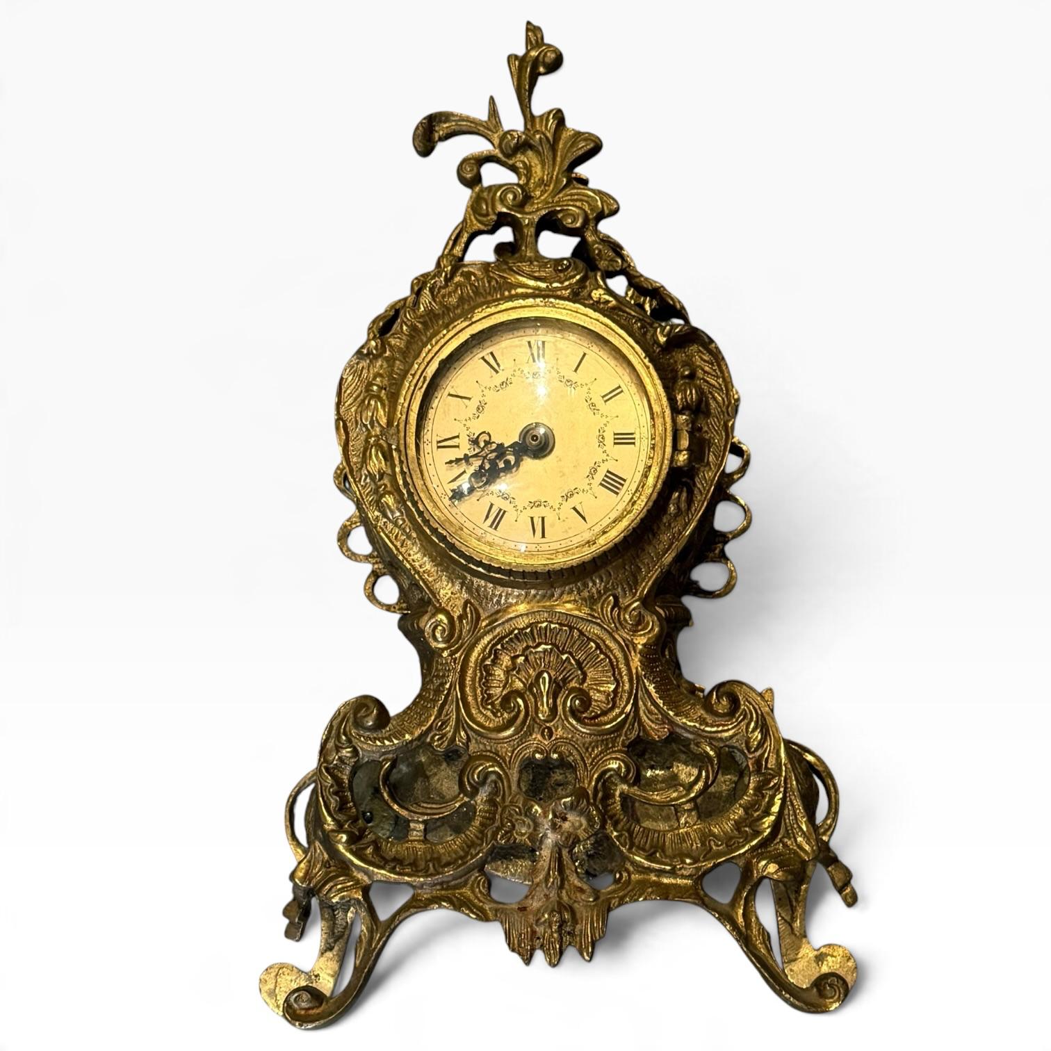 🕰️ Relógio de Mesa em Latão — Estilo Rococó, Mecanismo Romatic