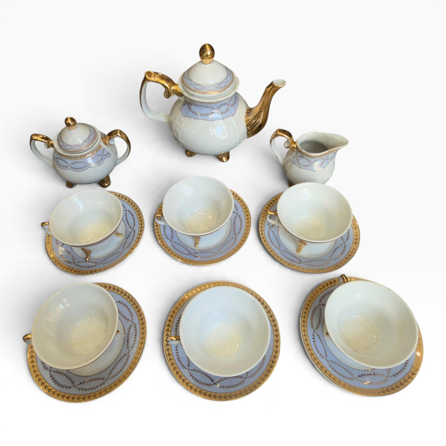 ☕ Serviço de Chá Venezia Gold Collection — 15 Peças, Nunca Usado