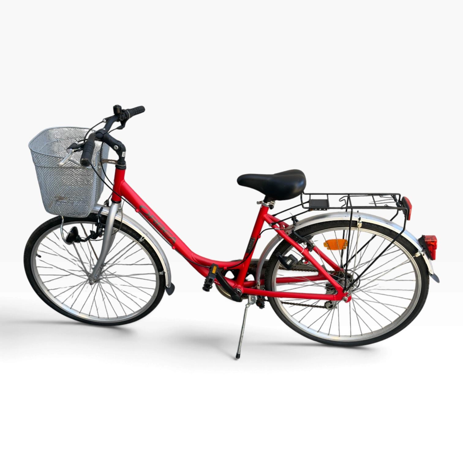 🚲 Bicicleta Orbea Bermeo City Vermelha com Cesto e Porta-bagagens